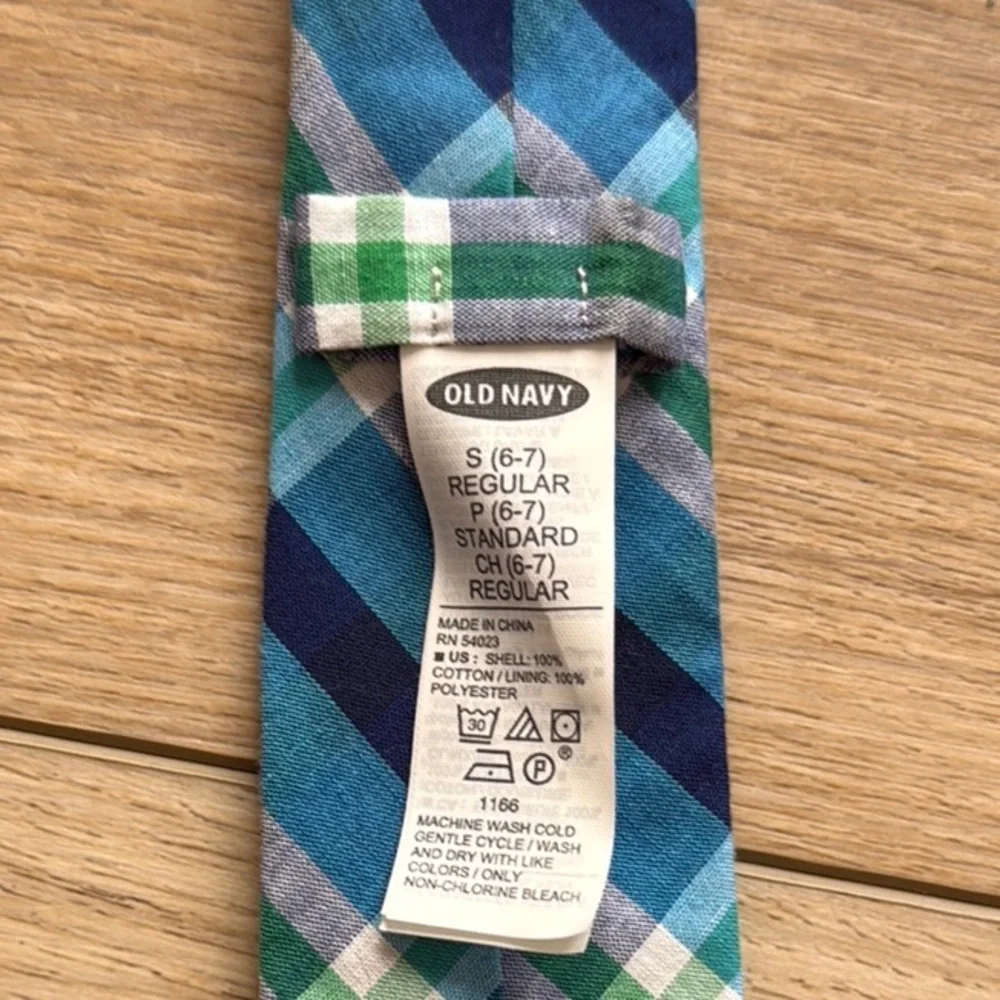 Old Navy Blue and Green Checkered Tie